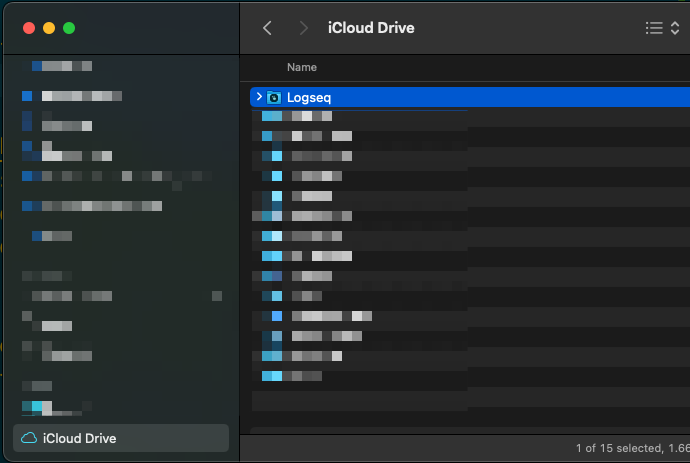 My iCloud folder with a Logseq folder