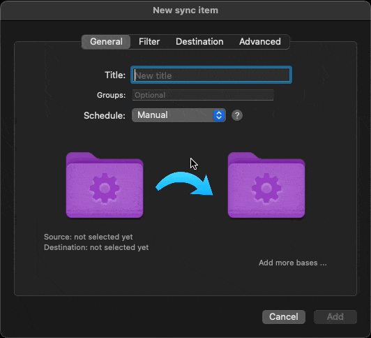 Create the sync task from Dropbox to iCloud